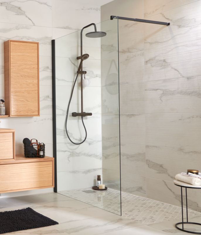 GoodHome Cavally brusekolonne med termostatbatteri i mat‑sort