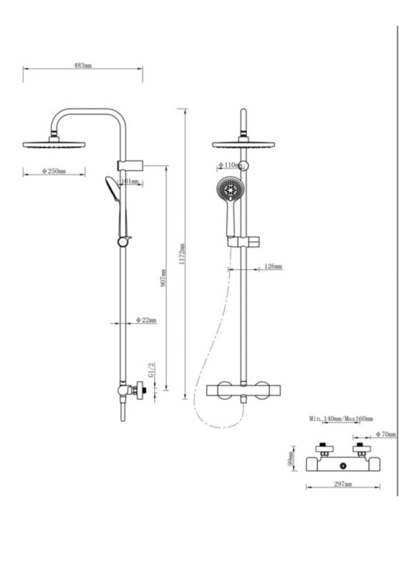 GoodHome Cavally termostatisk brusekolonne