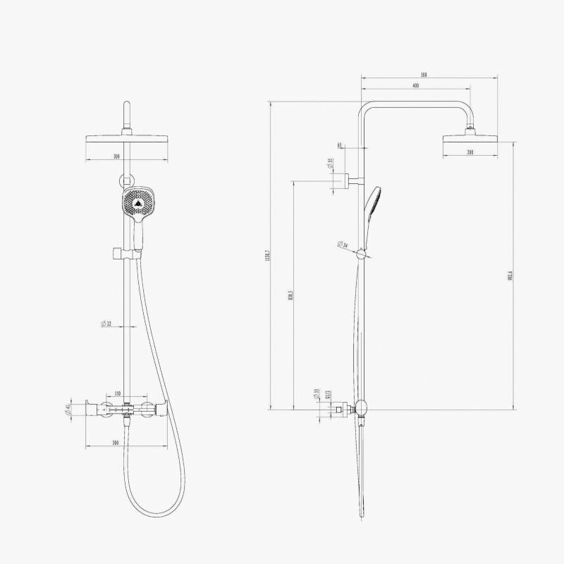 Termostatisk Brusesøjle Kentia 3-Funktion Krom 30 cm
