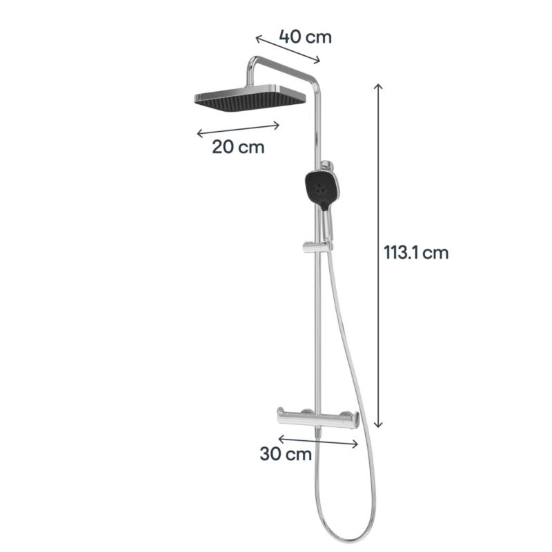 Termostatisk Brusesøjle Kentia 3-Funktion Krom 30 cm