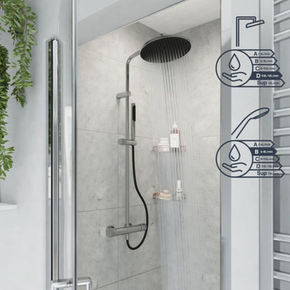GoodHome Levanna brusekolonne med termostatbatteri i krom