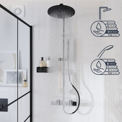 GoodHome Levanna brusekolonne med termostatbatteri i mat sort