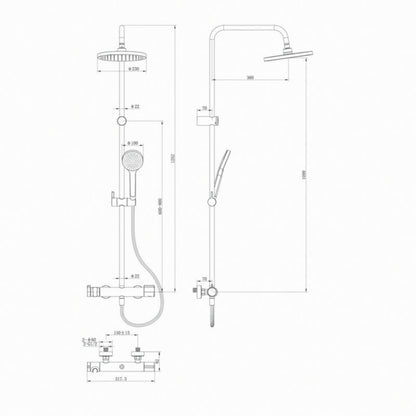 Termostatisk Brusesøjle Maza 23 cm 1-Funktion Krom