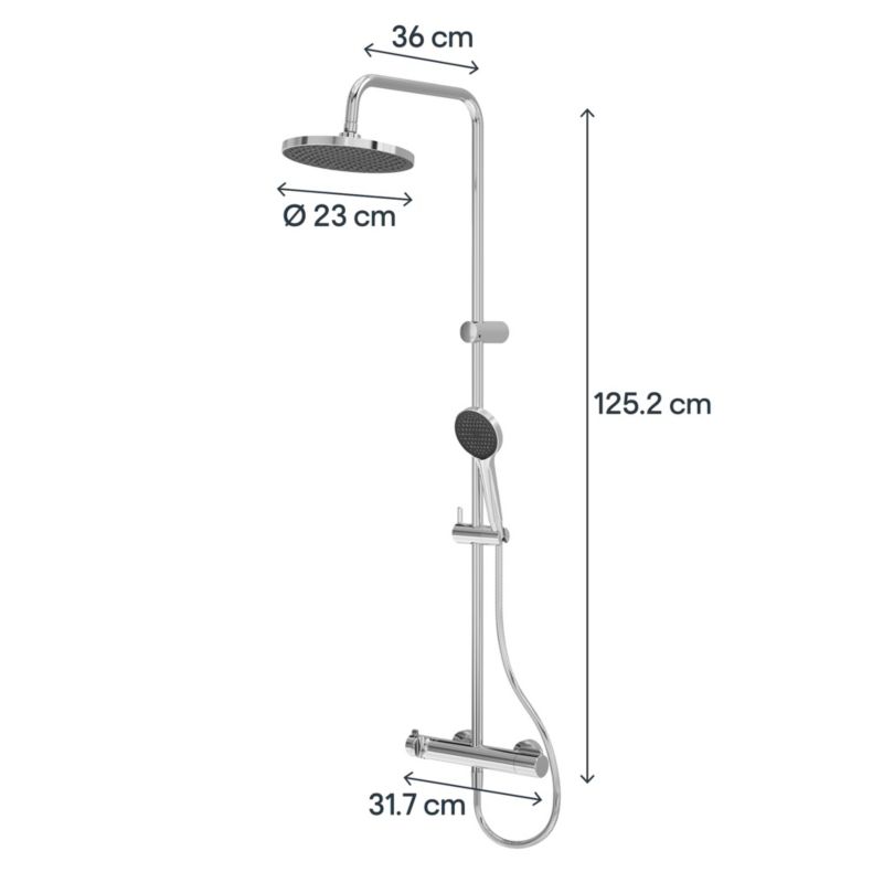 Termostatisk Brusesøjle Maza 23 cm 1-Funktion Krom