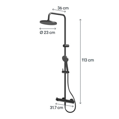 Brusesøjle Maza Ø 23 cm Termostatisk Sort