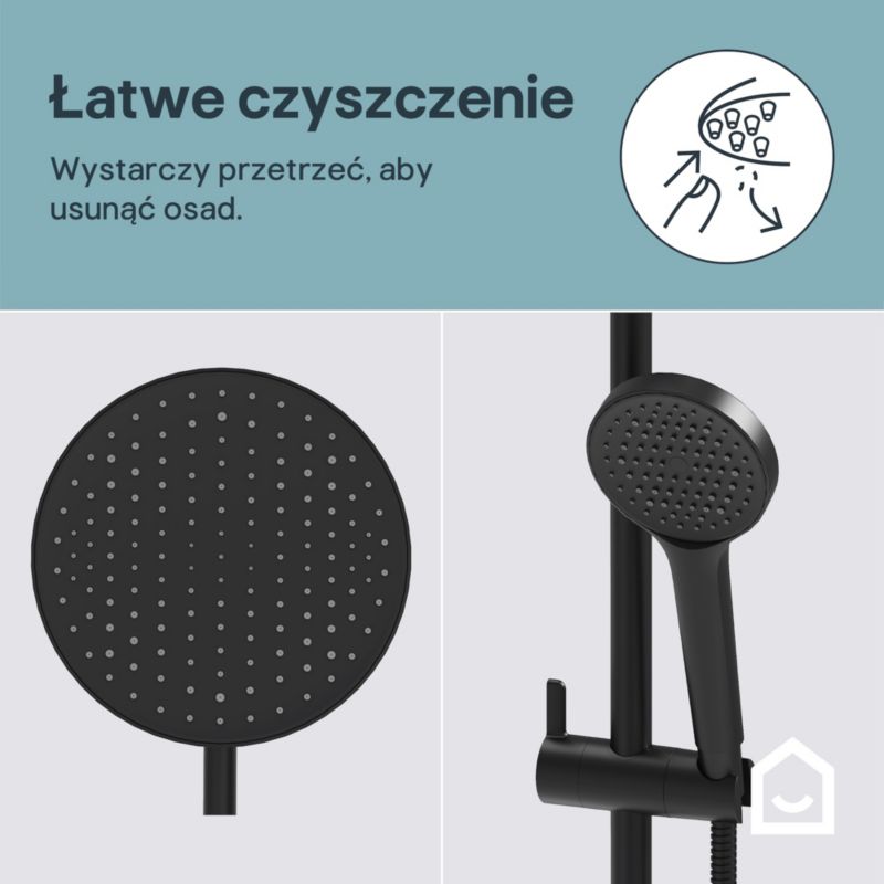 Brusesøjle Maza Ø 23 cm Termostatisk Sort