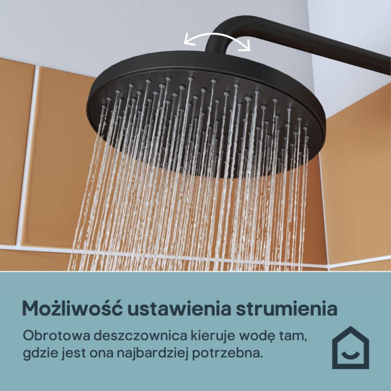 Brusesøjle Maza Ø 23 cm Termostatisk Sort