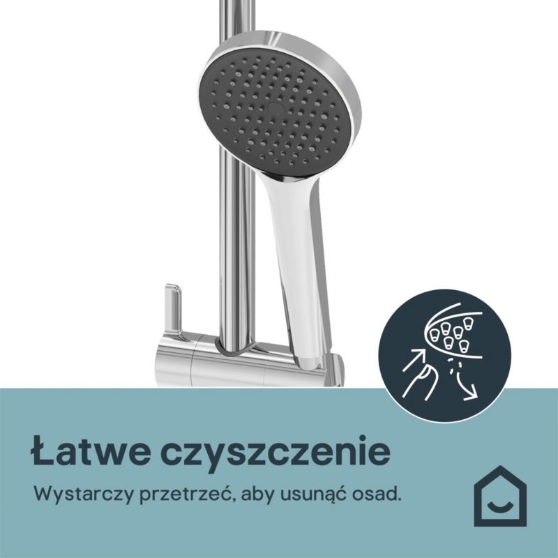 Brusekolonne Maza OPTI med 23 cm Regnbruser i Krom