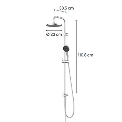 Brusekolonne Maza OPTI med 23 cm Regnbruser i Krom