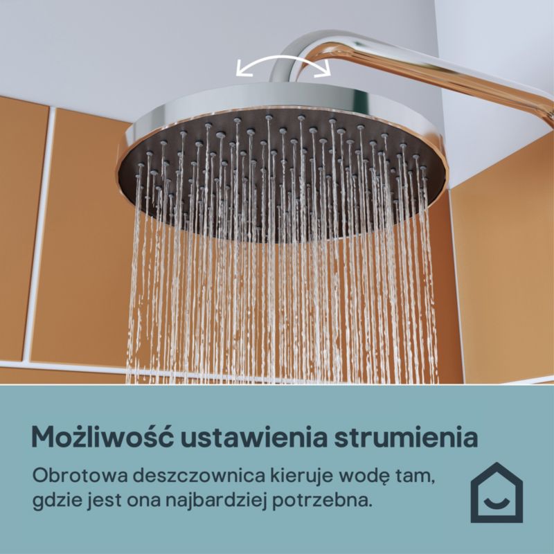 Brusekolonne Maza OPTI med 23 cm Regnbruser i Krom