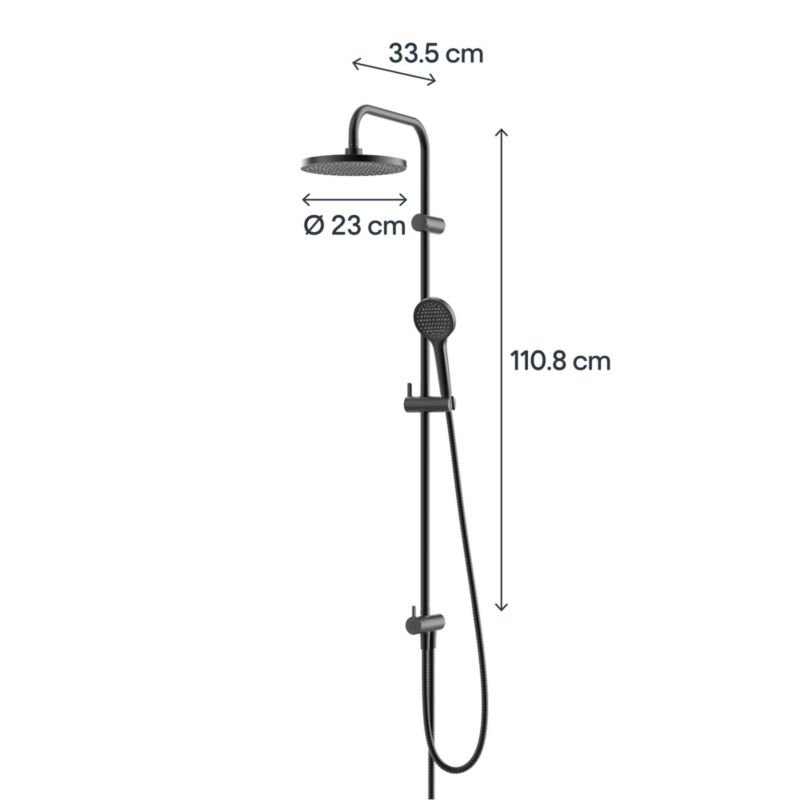 Brusesøjle Maza 23 cm Sort med Regnbruser