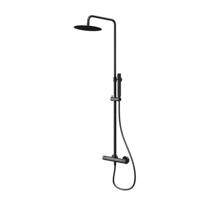 Termostatisk Brusesøjle 132,9 cm Sort Mat 25 cm Hovedbruser