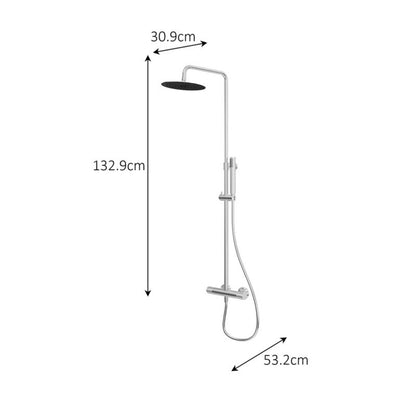 Termostatisk Brusesøjle 132,9 cm Sort Mat 25 cm Hovedbruser