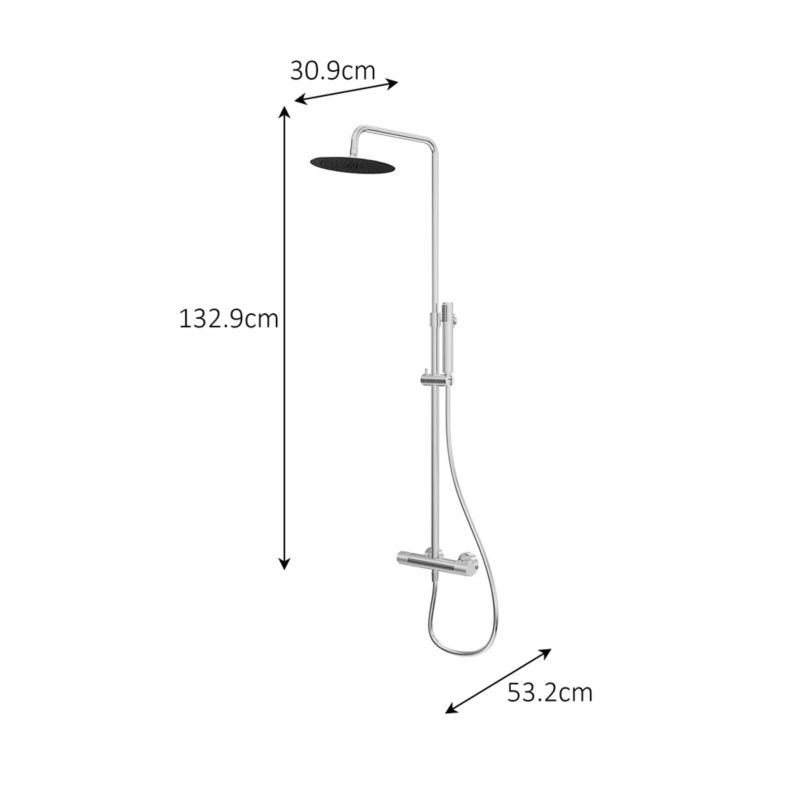 Termostatisk Brusesøjle 132,9 cm Sort Mat 25 cm Hovedbruser