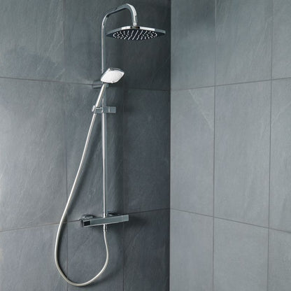 Termostatisk Brusesøjle Teesta 99x1143 mm Sølv med Regnbruser