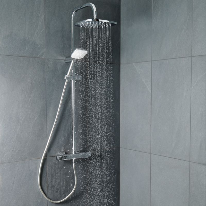 Termostatisk Brusesøjle Teesta 99x1143 mm Sølv med Regnbruser