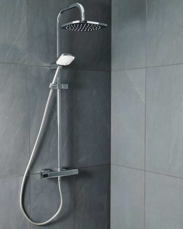 Termostatisk Brusesøjle Teesta 99x1143 mm Sølv med Regnbruser