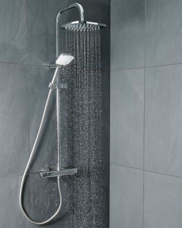 Termostatisk Brusesøjle Teesta 99x1143 mm Sølv med Regnbruser