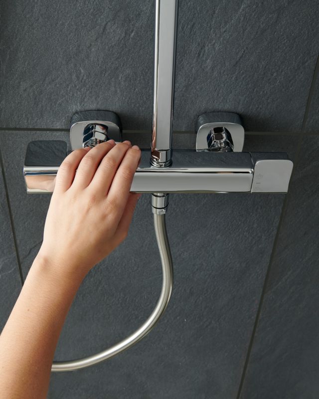 Termostatisk Brusesøjle Teesta 99x1143 mm Sølv med Regnbruser
