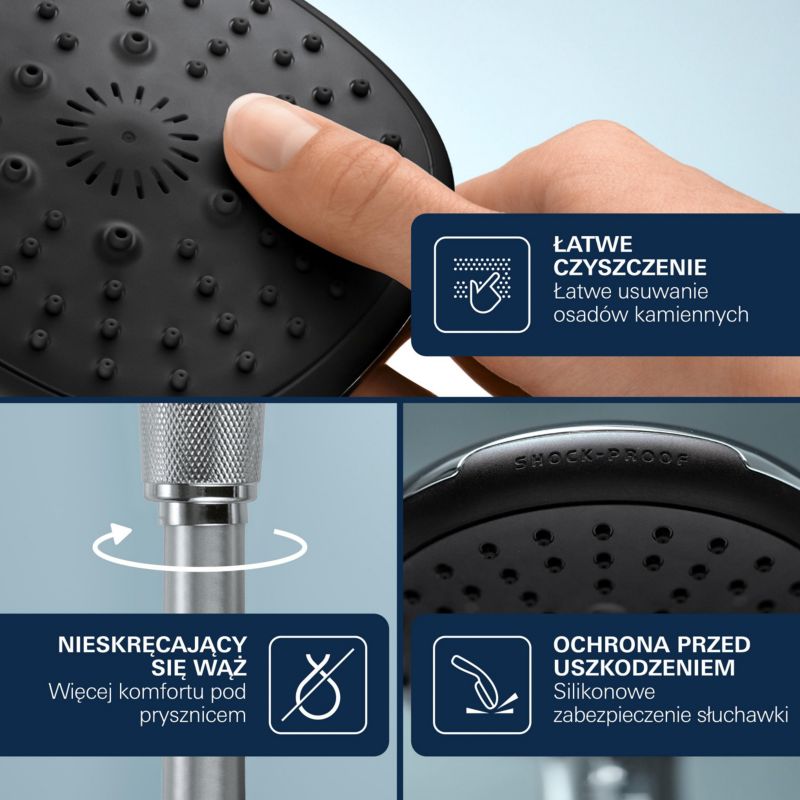 Termostatisk Brusesøjle 21 cm med Slange 1,75 m Krom Blank | 4005176474026
