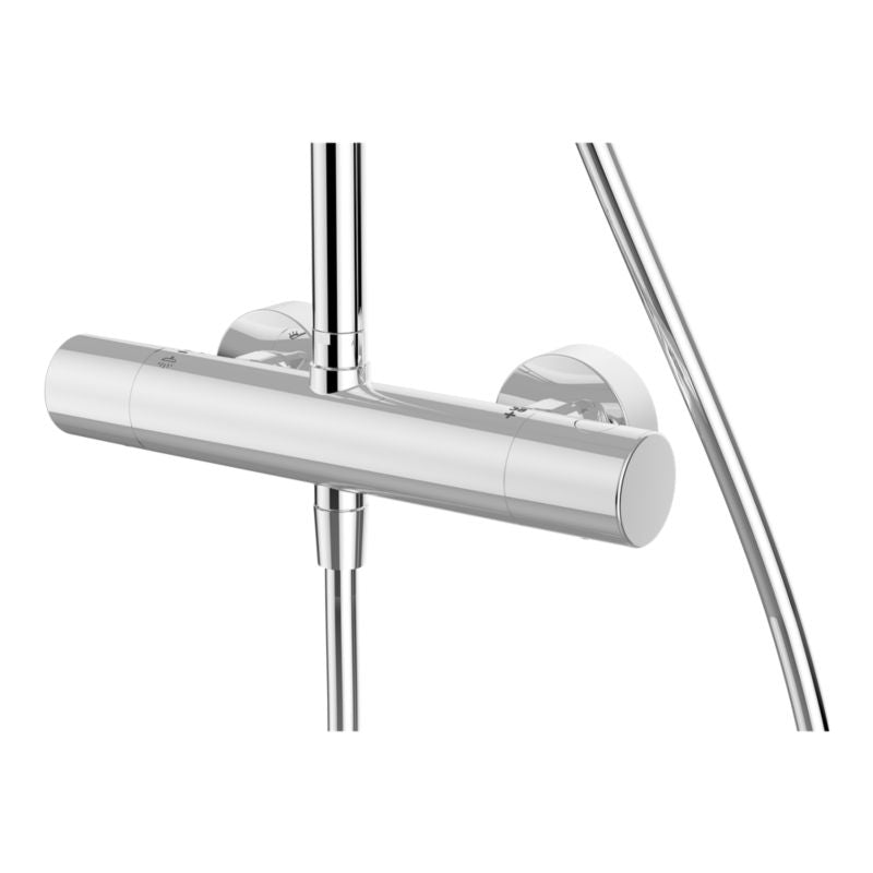 Termostatisk Brusesøjle 23 cm 3-Funktion Krom 128,8 cm