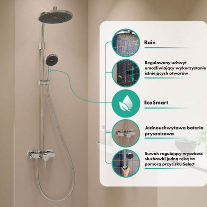 Brusesøjle Activera S240 Ecosmart 108,8 cm Krom