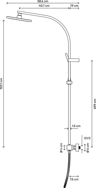 Termostatisk Brusesøjle Kever Krom 106,3 cm