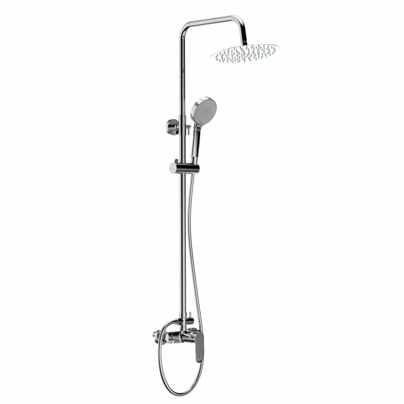 Brusesøjle med Batteri 25 cm Hovedbruser Krom 3 Funktioner