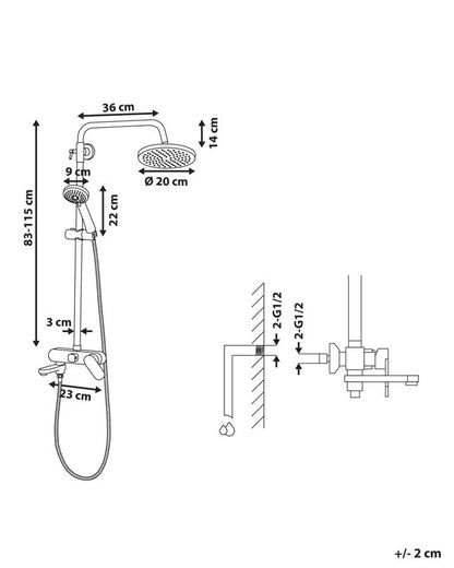Brusesøjle med Regnbruser Sølv 83 cm 1 stk.