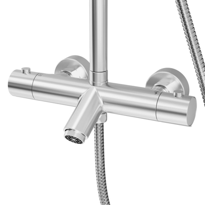 Brusekolonne med Termostatisk Batteri 254 mm Hovedbruser Krom 163 cm