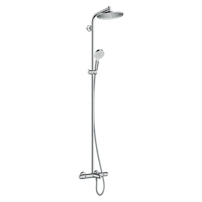 Hansgrohe Crometta badekar‑og‑brusekolonne Ø 24 cm med 3 funktioner og termostatbatteri