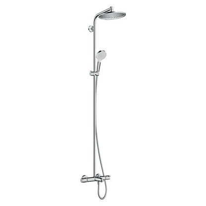 Hansgrohe Crometta badekar‑og‑brusekolonne Ø 24 cm med 3 funktioner og termostatbatteri