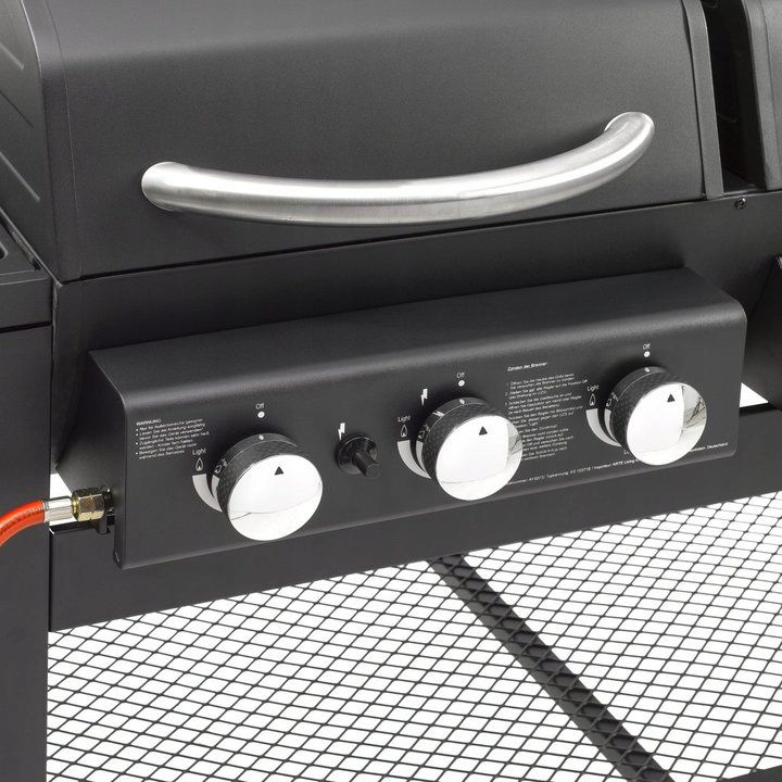 Kombigrill 3-i-1 Gas Kul Røgeovn 174x60 cm Sort