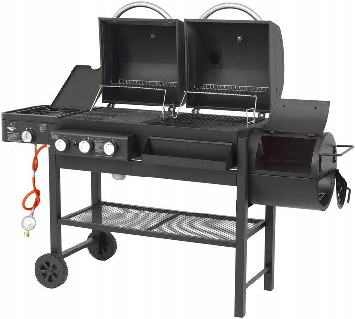 Kombigrill 3-i-1 Gas Kul Røgeovn 174x60 cm Sort