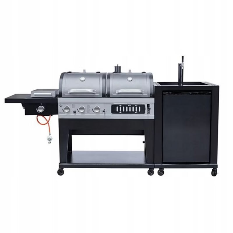 Kombigrill Gas og Kul 236x69 cm Sort