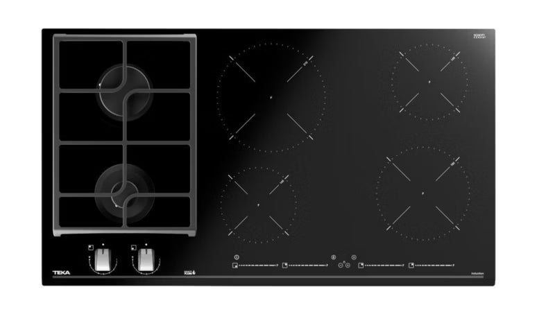 Kombikogeplade Induktion og Gas 90x51 cm Sort Glas