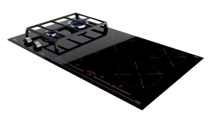 Kombikogeplade Induktion og Gas 90x51 cm Sort Glas