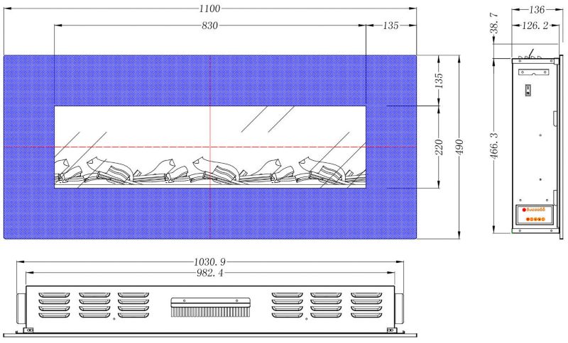 Elektrisk Pejs Albion 42 110 cm Sort