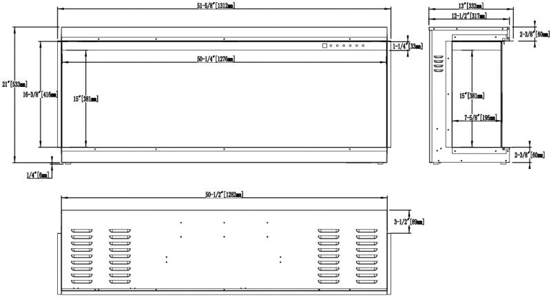 Elektrisk Pejs Gold 132 131x53 cm Sort