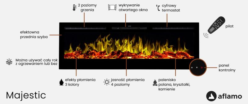Elektrisk Pejs Majestic 26 66 cm Sort
