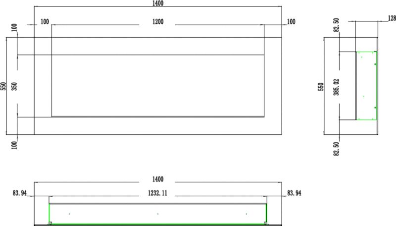 Elektrisk Pejs Pride B140 140 cm LED Sort