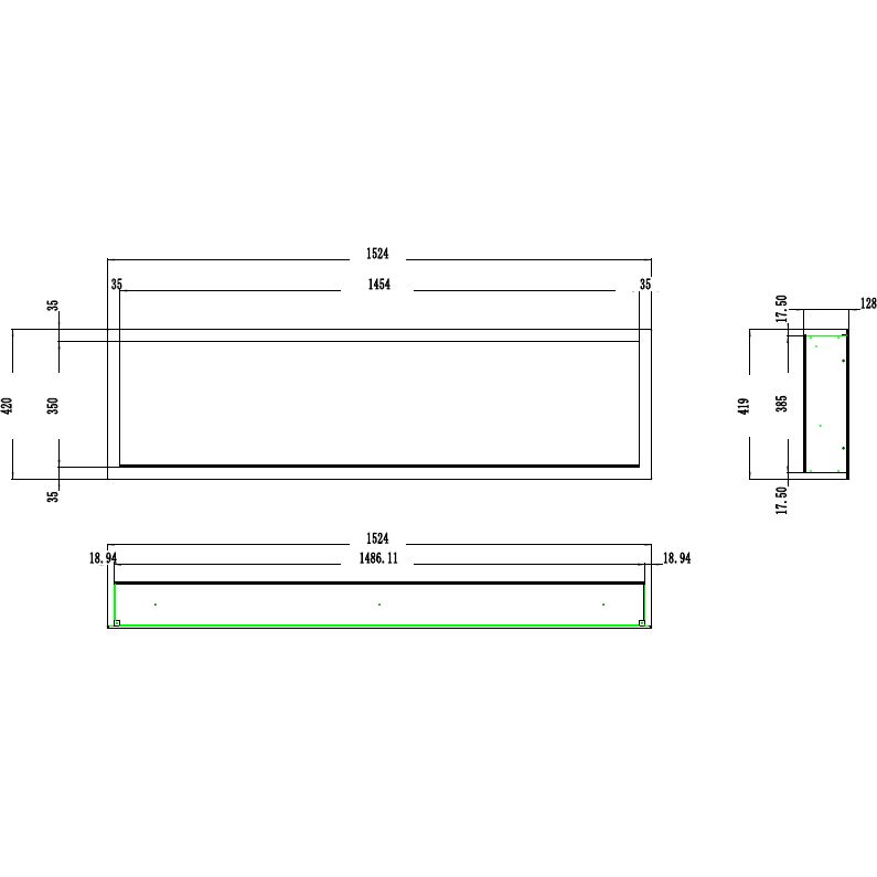 Elektrisk Pejs Pride S153 152x42 cm Sort