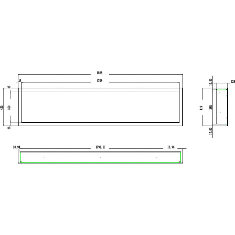 Elektrisk Pejs Pride S183 183x42 cm Sort