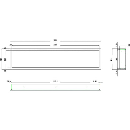 Elektrisk Pejs Pride S183 183x42 cm Sort