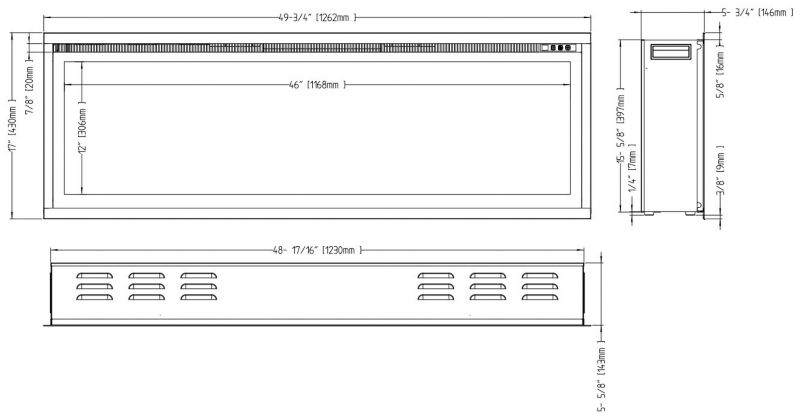 Elektrisk Pejs Royal 50 126 cm Sort LED