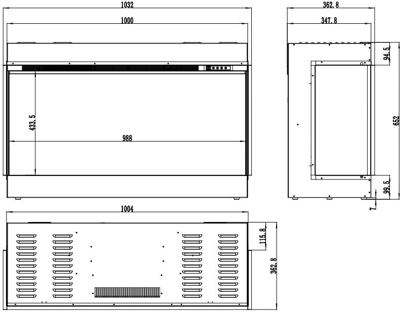 Elektrisk Pejs Superb 3D 100 103x65 cm Sort