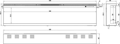 Elpejs Unique 183 183x43 cm Sort med 3-Sidet Glas