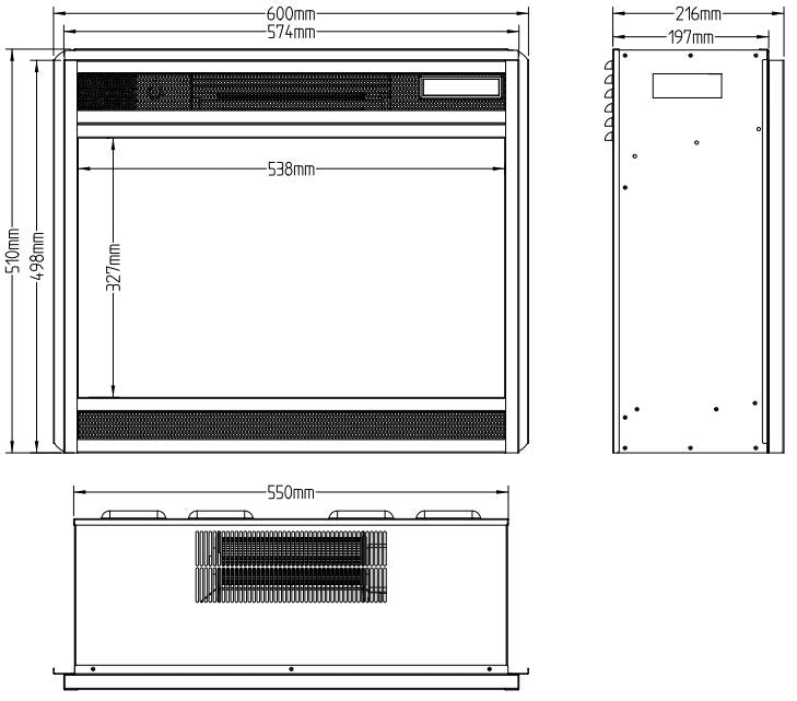 Elektrisk Pejseindsats LED 60 60x51 cm Sort | Wkład LED 60 Classic