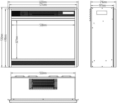Elektrisk Pejseindsats LED 60 60x51 cm Sort | Wkład LED 60 Classic