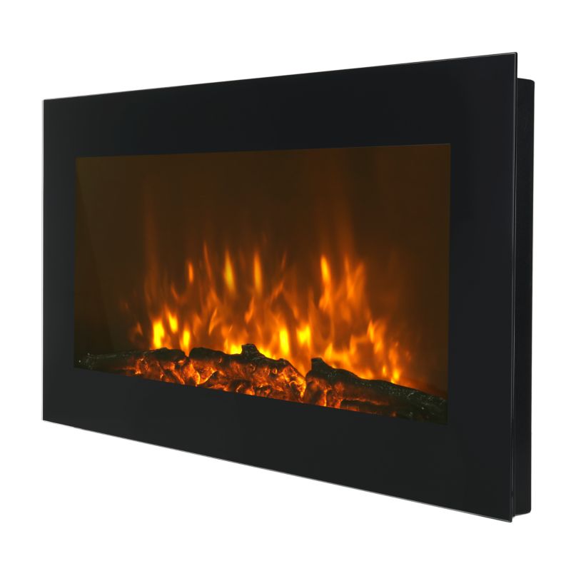 FERRETTI 90 cm Vægmonteret Flad LED Elektrisk Pejs PURE VIEW Flammeeffekt